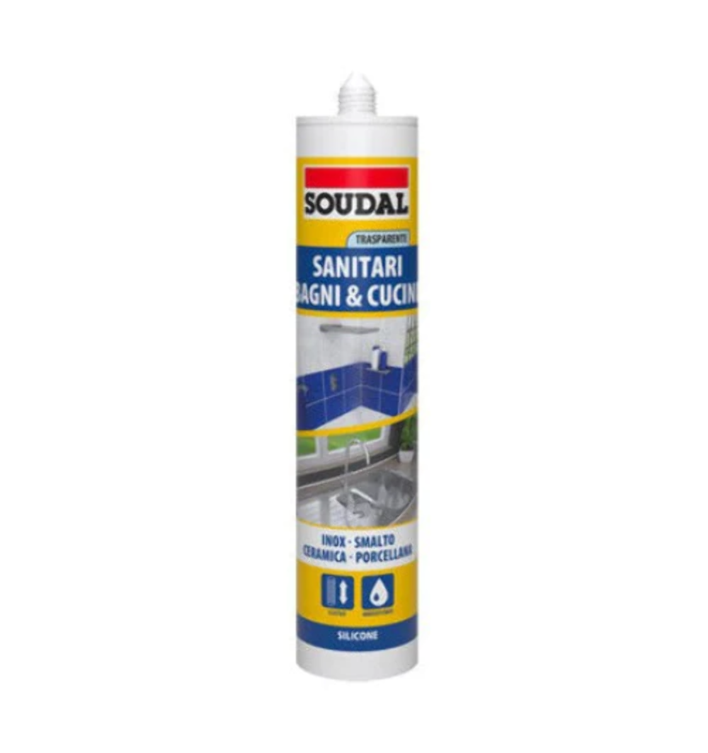 Silicone acetico per sanitari bagni e cucine trasparrete 300 ml