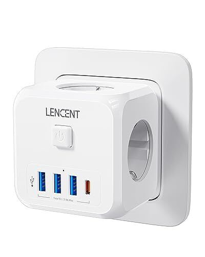 LENCENT Secchio Presa USB 7 in 1, Ladron Spine 4000 W, Secchio Spine (K2B)