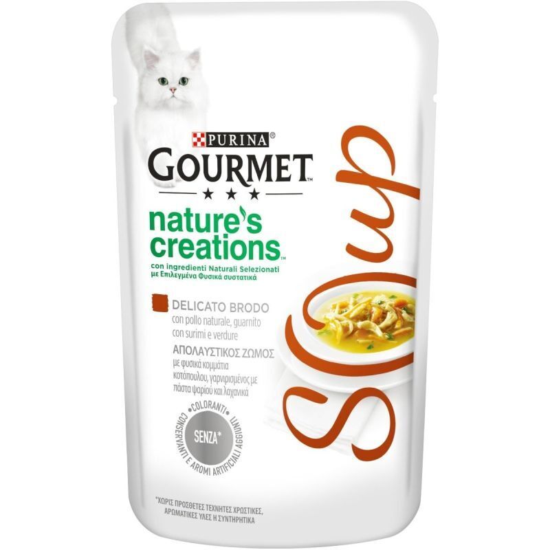 Gourmet Gatto Nature's Creations Soup 40gr Pollo Pesce Bianco e Verdure