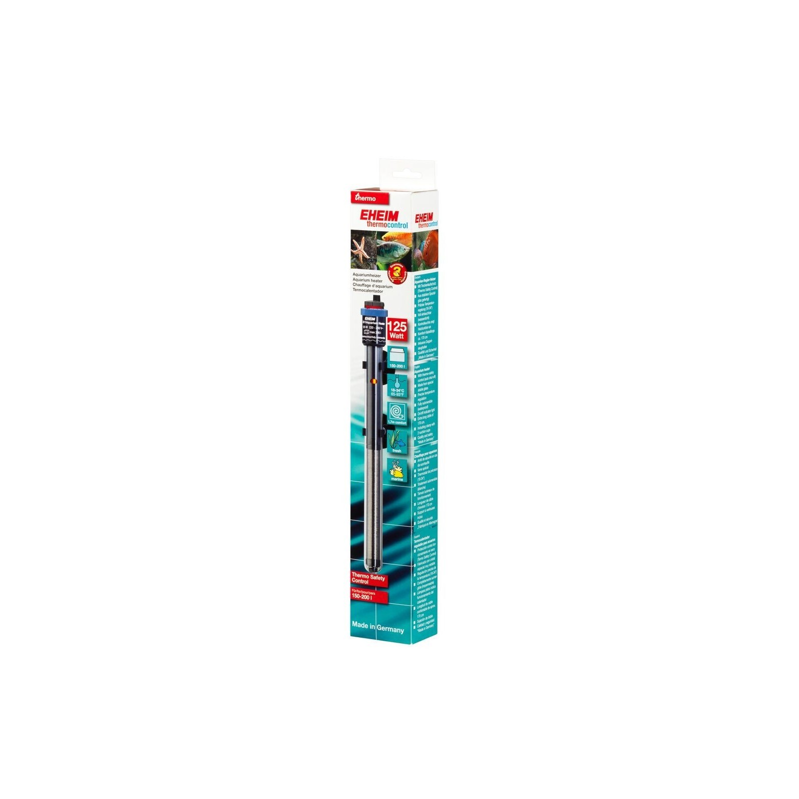 Eheim Jager Riscaldatore 125 watt per acquario Regolazione minimo/massimo 18°-34