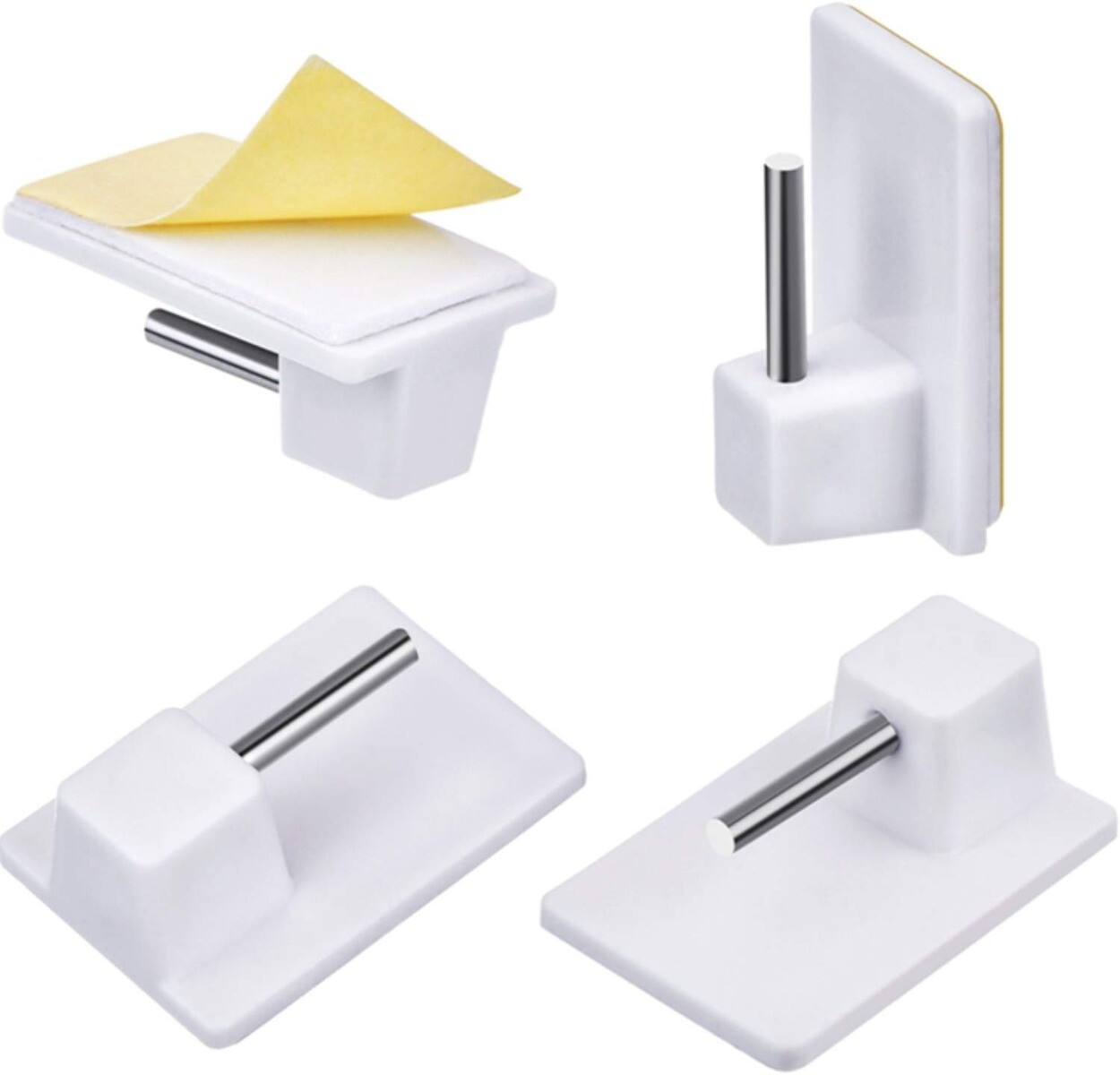 MASIDEF DY5100030 -CONNEX - 4 GANCI ADESIVI PER BACCHETTE TENDE BIANCHI