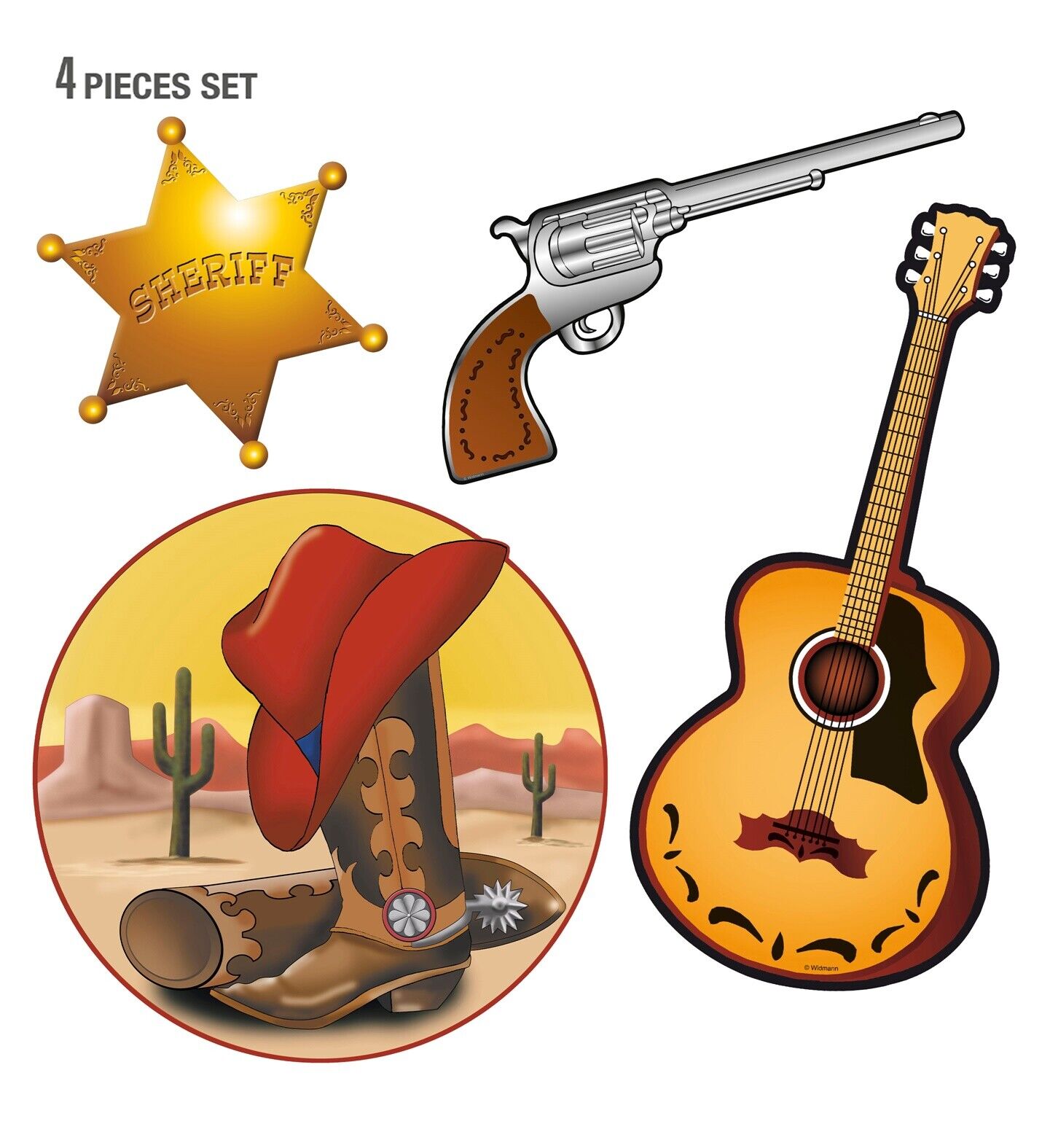 SET DA 4 DECORAZIONI WESTERN   ASSORTITE