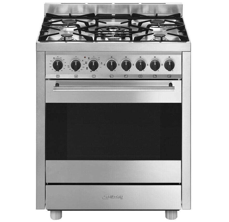 SMEG B71GMX2 CUCINA 70x60 cm MASTER PIANO 5 FUOCHI GAS FORNO MULTIFUNZIONE INO