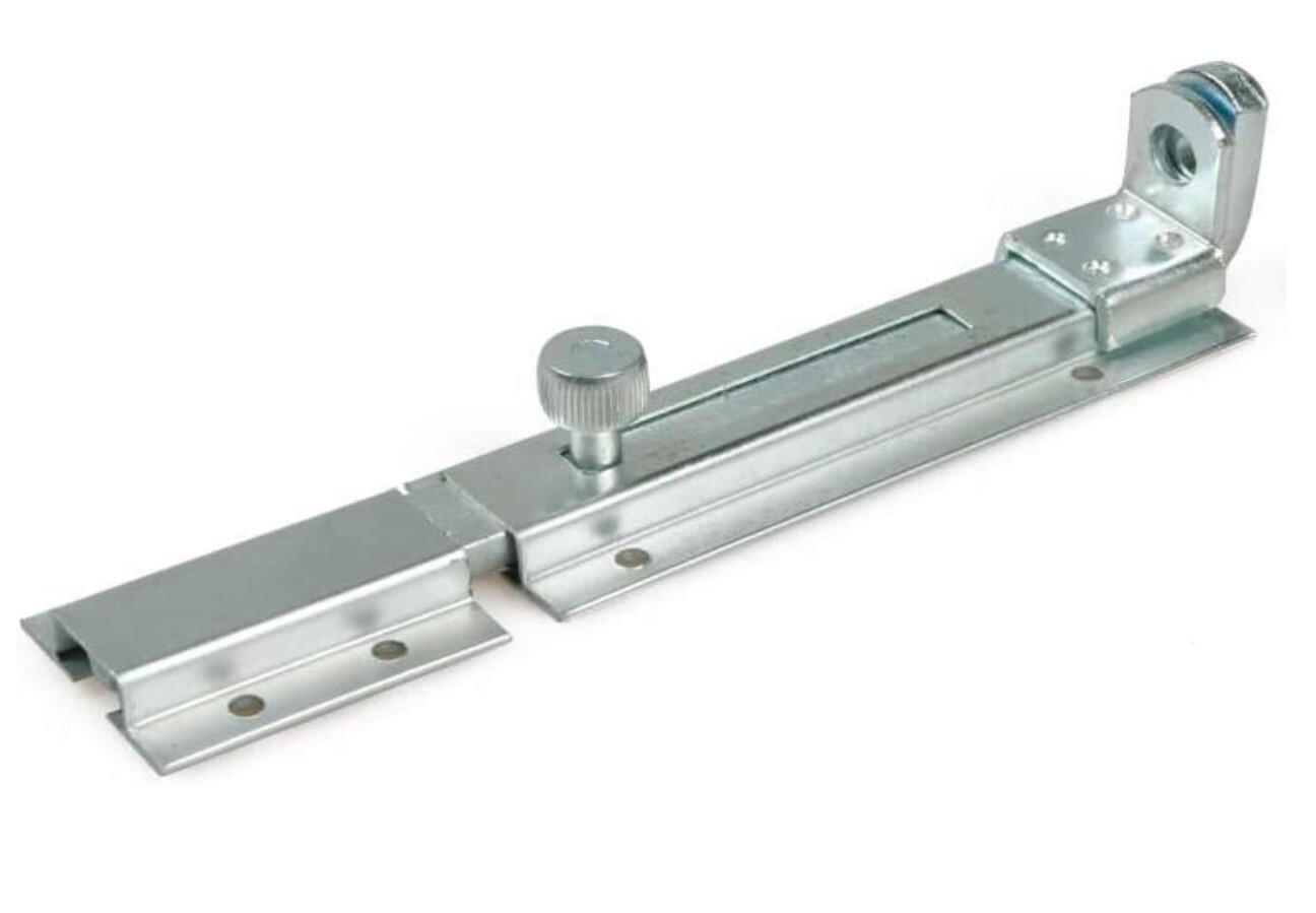 CATENACCIO PER PORTA PROFILATO CON PORTALUCCHETTO 230x40MM - IN ACCIAIO ZINCATO