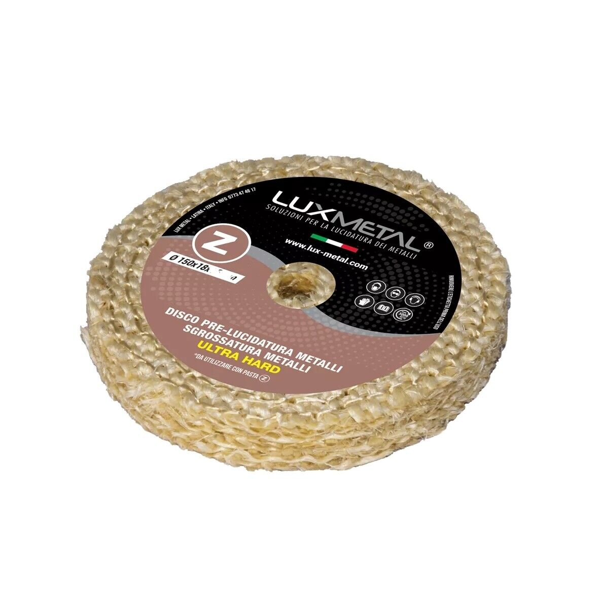DISCO IN SISAL PURA 150 mm PRE LUCIDATURA METALLI OTTONE ACCIAIO INOX ALLUMINIO