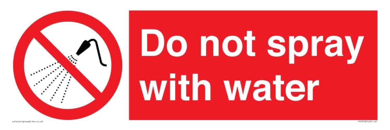 Cartello "Do not spray with water" – 450 x 150 mm – L41