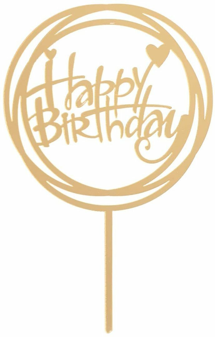 Cake Topper Happy Birthday Oro