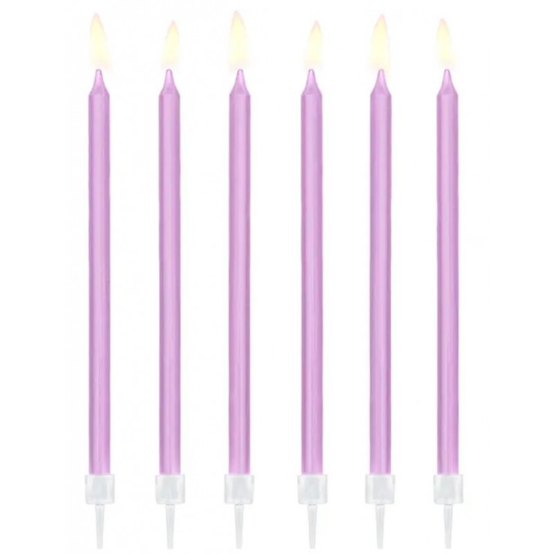 Candeline per torta lunghe Light Lilla Cm. 14 - Blister 12 pezzi
