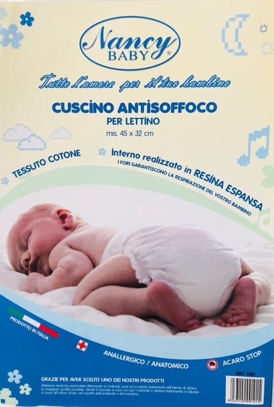 Cuscino antisoffoco per culla lettino anallergico made in italy 45 x 32 cm AA254