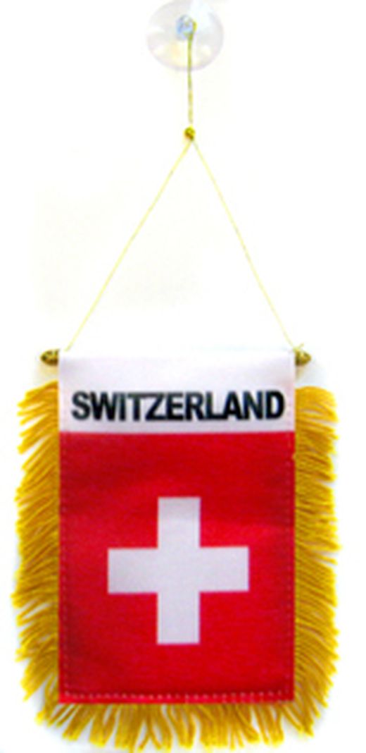 Gagliardetto SVIZZERA 15x10cm con ventosa - BANDIERINA per auto SVIZZERA 10 x 15