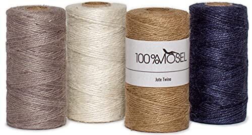 100% Mosel Cordoncino in Iuta, Set con 4 Colori (ognuno 2 mm x 100 m), (d6H)