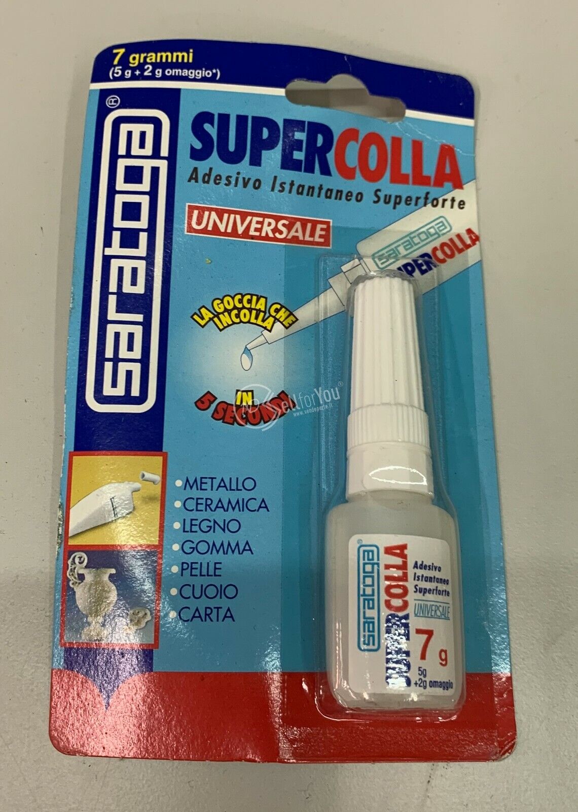 SUPERCOLLA UNIVERSALE SARATOGA 7 GR. ADESIVO ISTANTANEO SUPERFORTE FERRAMENTA
