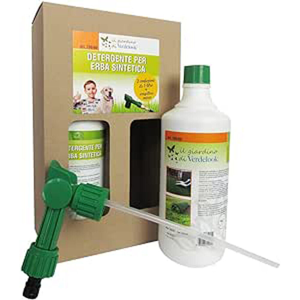 DETERGENTE PER ERBA SINTETICA KIT PULIZIA PRATO ARTIFICIALE 2 BOTTIGLIE DA 1lt