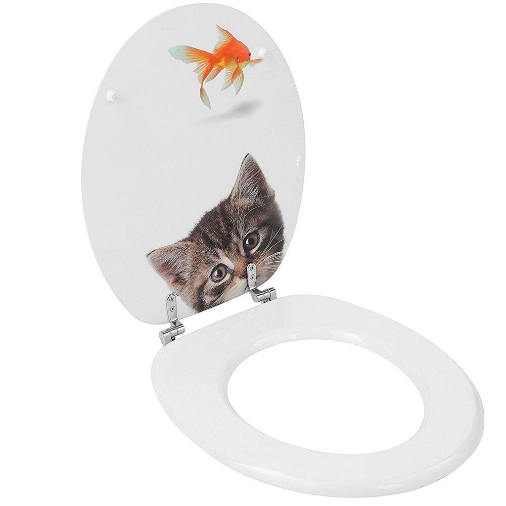 Copriwater copri wc tavoletta in mdf decorato stampa arredo bagno gatto colorato