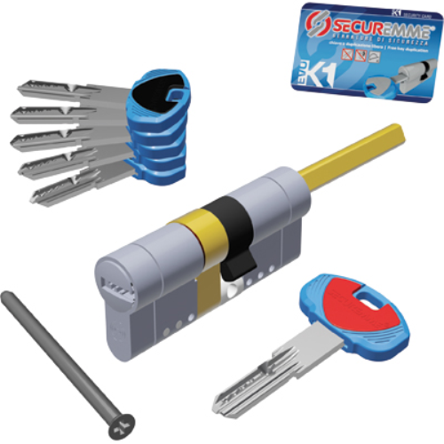 Cilindro sagomato evo k1 3100-q pomolo securemme ott.nich.satin chiavi 5 mm 60 3