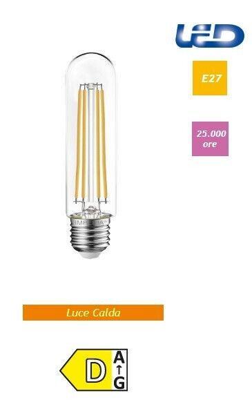 IMPERIA LAMPADINA LED TUBOLARE T30 E27 10W 1400lm equivalente 94W 3000K filament
