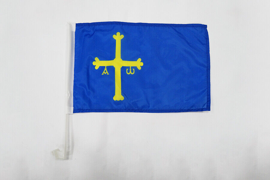BANDIERA PER AUTO ASTURIE 45x30cm - BANDIERINA DA AUTO PRINCIPADO DE ASTURIAS IN