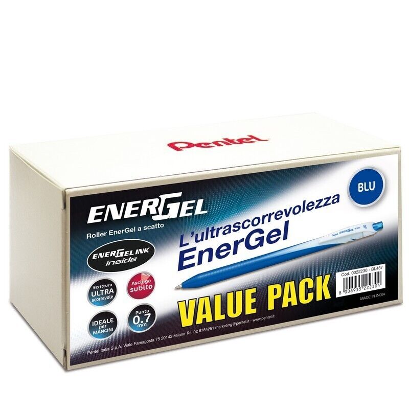 Valuepack 20+4 Roller a scatto Energel Slim - punta 0.7 mm - Blu
