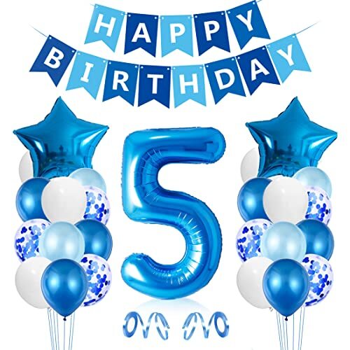 Palloncini Compleanno 5 Anni, Kit Compleanno Bambino 5 Anni, Decorazioni (D0E)