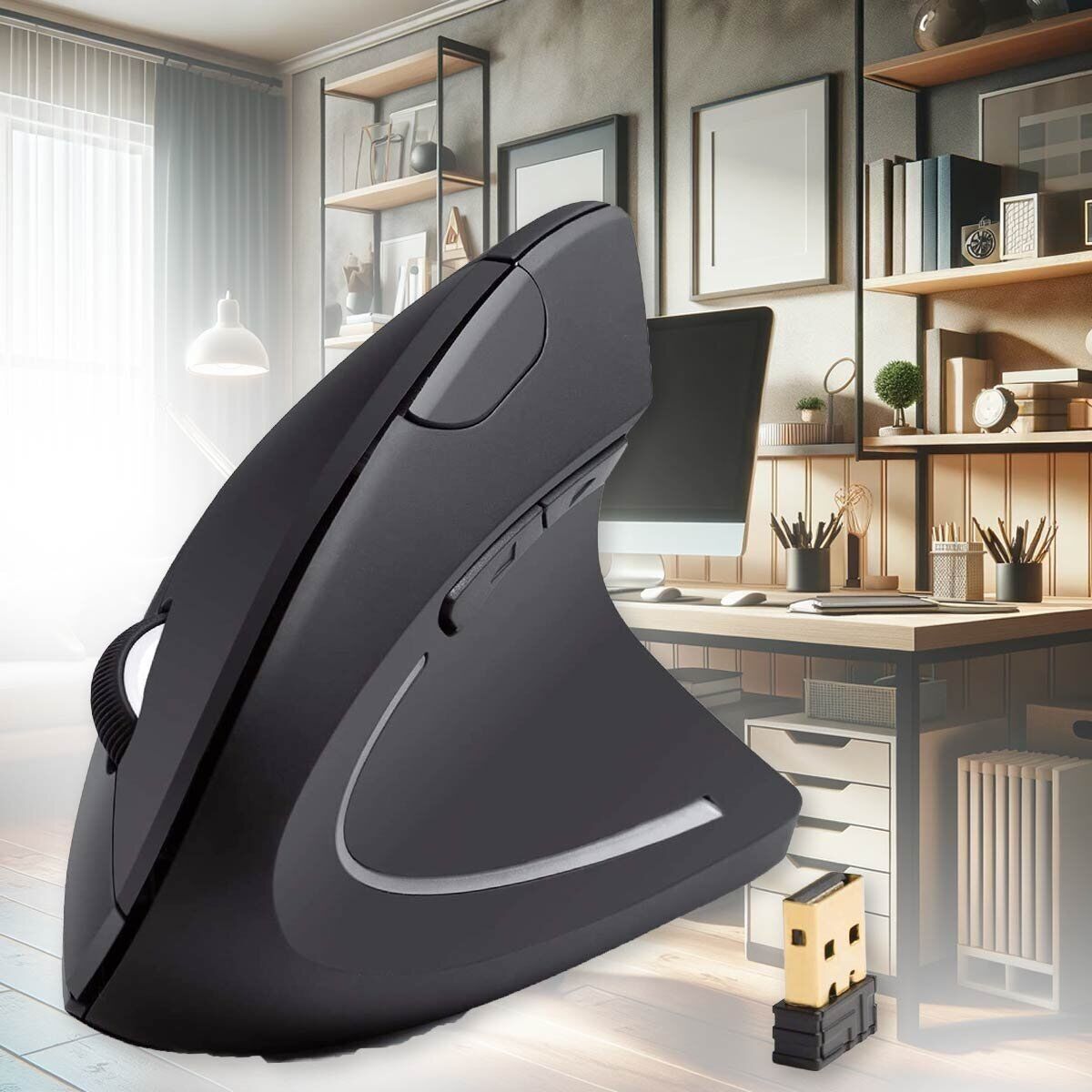 Mouse Verticale Senza Filo con 2 Tasti Laterali per DPI Max 4900 <ul><li>Mouse
