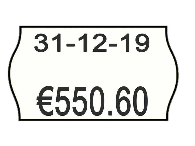 Rotolo 1000 etichette Printex sagomate 26x16 mm bianco con stampa rossa SCONTATO