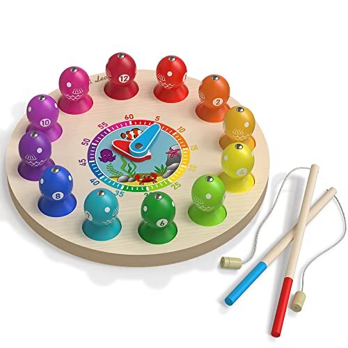 Max & Lea-Clockboard Imparare a Leggere l'ora, Giochi Legno, (t1T)