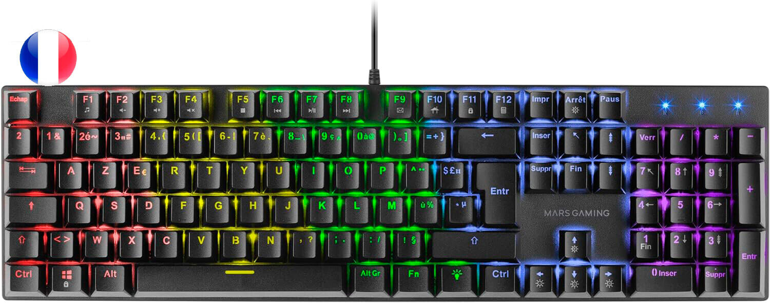 Mars Gaming Teclado Mecanico RGB MK422 - Tecnologia Antipolvo - Efectos de Ilumi