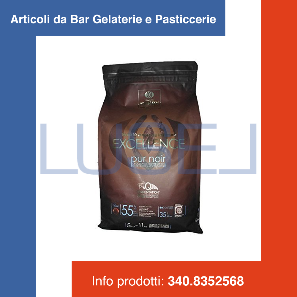 KG 5 CIOCCOLATO FONDENTE EXCELLENCE CACAO BARRY PUR NOIR  PASTIGLIE KAKAO COCOA