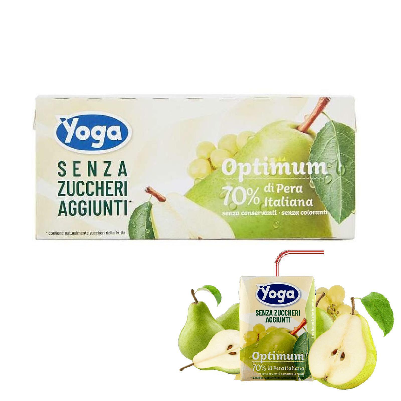 8 CONFEZIONI SUCCO DI FRUTTA YOGA OPTIMUM PERA ITALIANA SENZA ZUCCHERI 3X200 ML