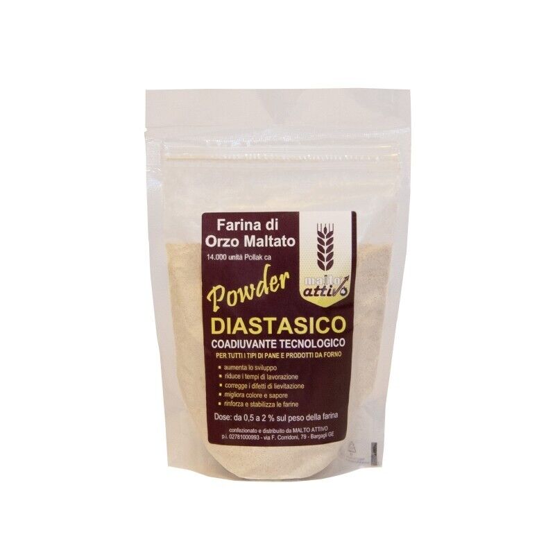Malto attivo Powder Diastasico Farina di Orzo Maltato 250 Gr.