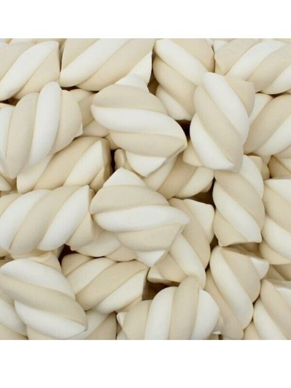 CONFEZIONE MARSHMALLOW ESTRUSO TRECCIA BIANCA E TORTORA 1KG