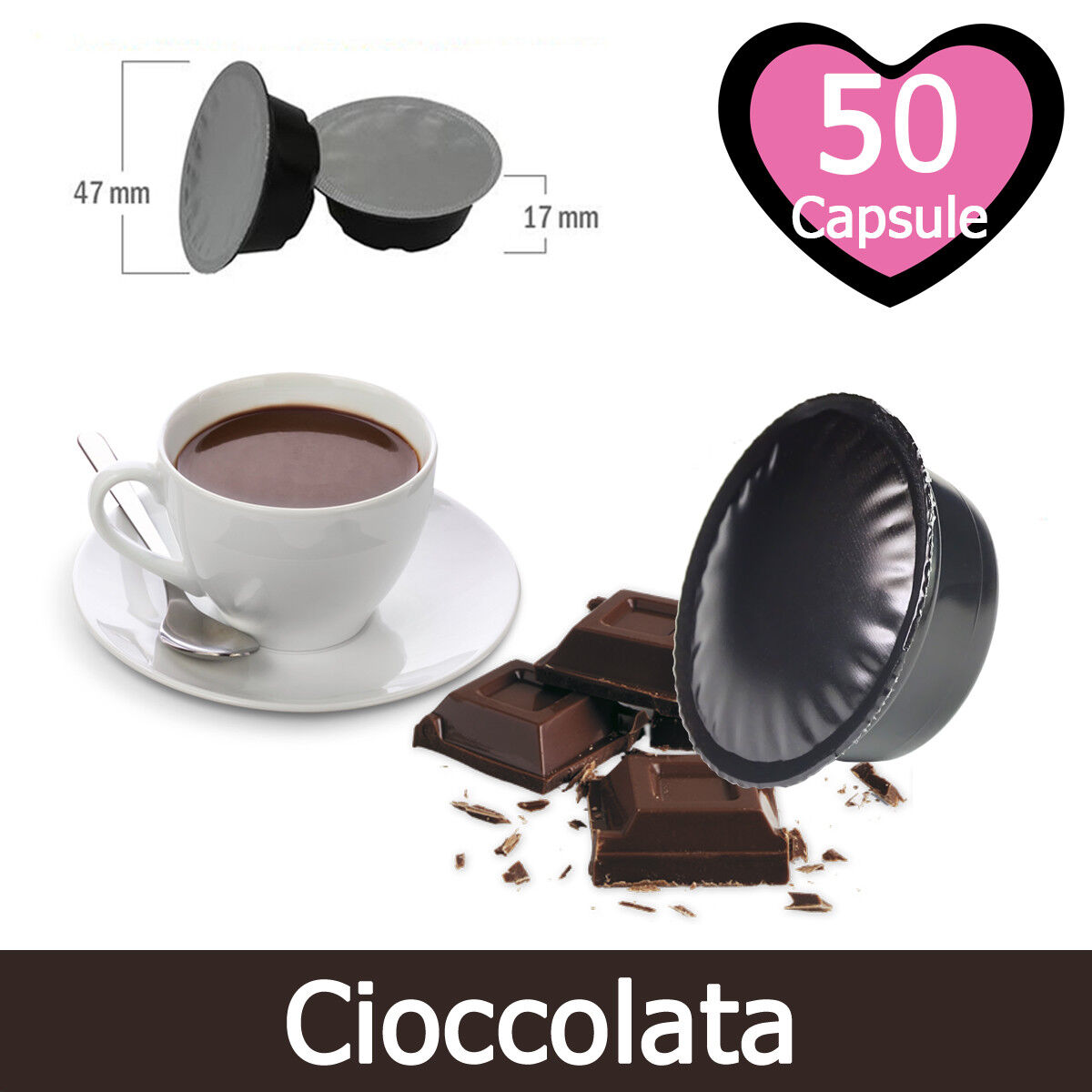 50 Capsule Cialde Cioccolata Compatibili LAVAZZA A MODO MIO Caffè Kickkick