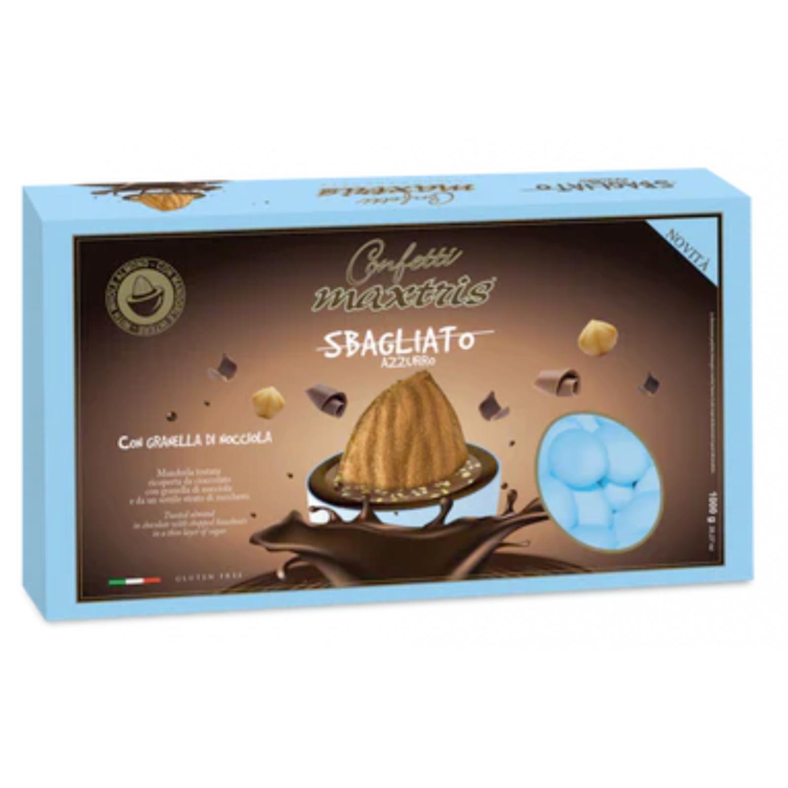 Confetti Maxtris Sbagliato Mandorla Tostata Ricoperto Colore Celeste Scatola 1kg