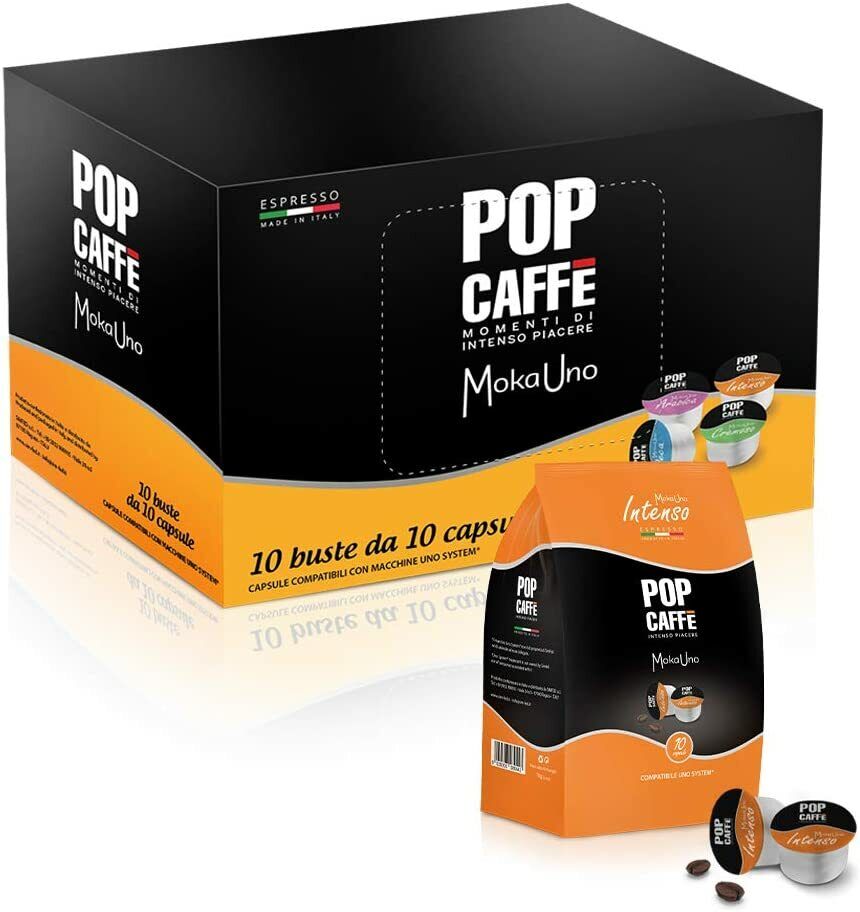 100 capsule caffè compatibili UNO SYSTEM POP MOKA UNO 1. INTENSO