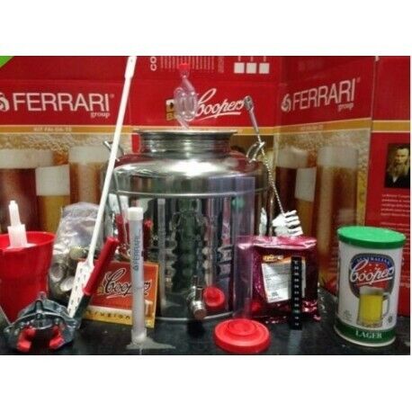 KIT DI FERMENTAZIONE BIRRA ACCIAIO INOX 18/10 FUSTO 30LT+ACCESSORI+MALTO COOPER