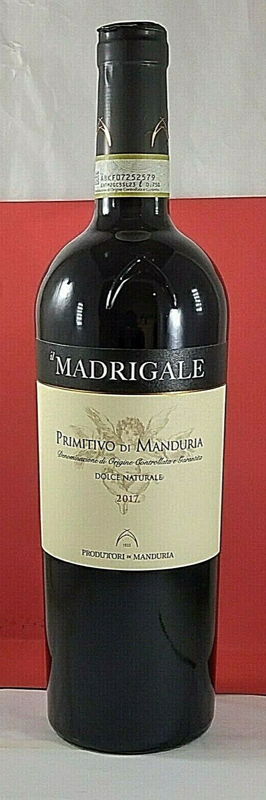 1 MADRIGALE Primitivo CONSORZIO PROD. VINI R.so Manduria Dolce Nat. DOCG cl75 Bt