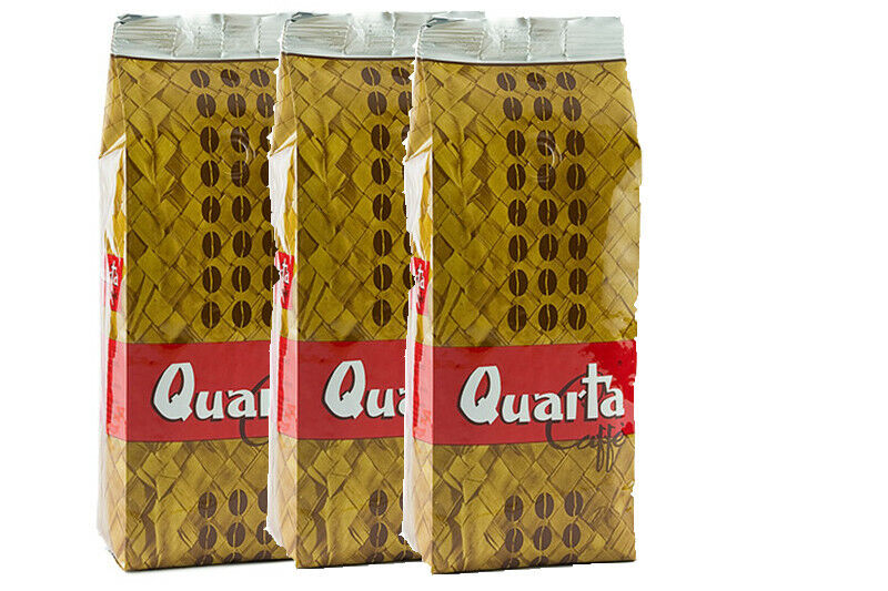 QUARTA CAFFE' Miscela STUOIA in GRANI 1kg. 3 BUSTE piacere rotondo e deciso