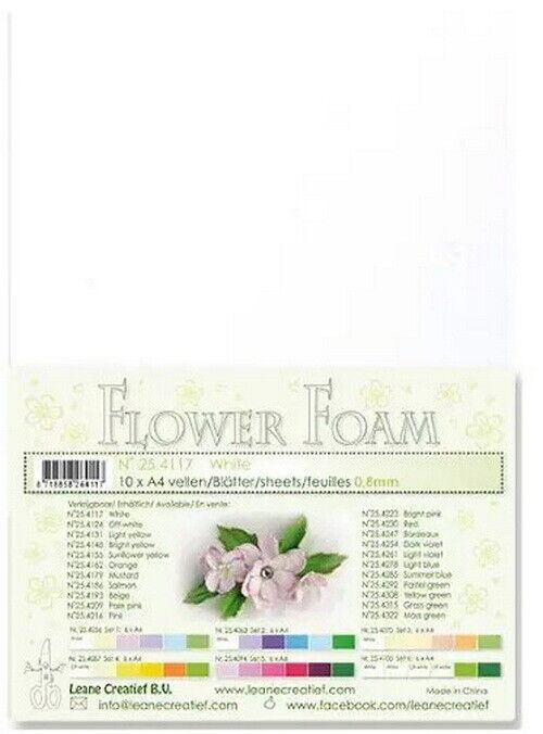 10 FOGLI di foamiran A4 bianchi SPESSORE 0,8 mm MOOSGUMMI per fiori Foam bianco