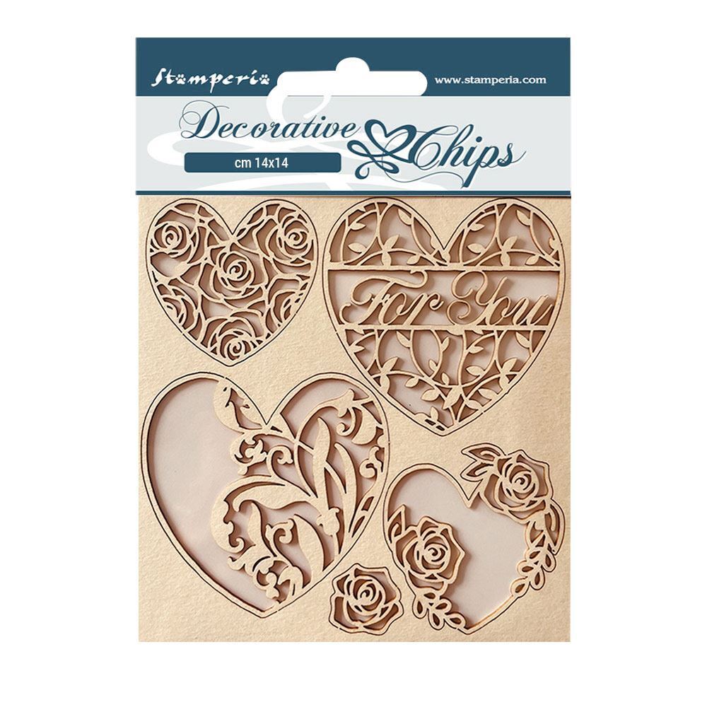Decorative Chips Rose parfum cuori Stamperia