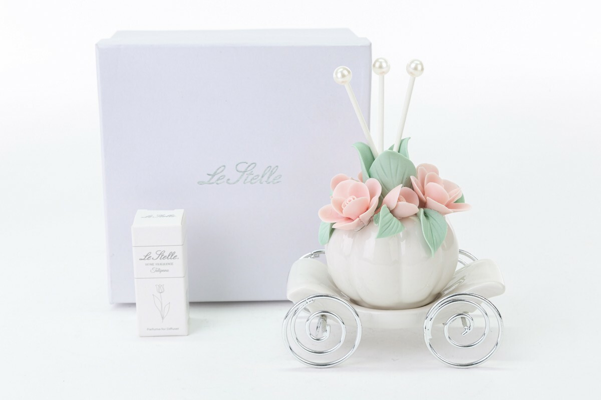 Bomboniera Matrimonio Profumatore Diffusore Carrozza Fiore Con Astuccio