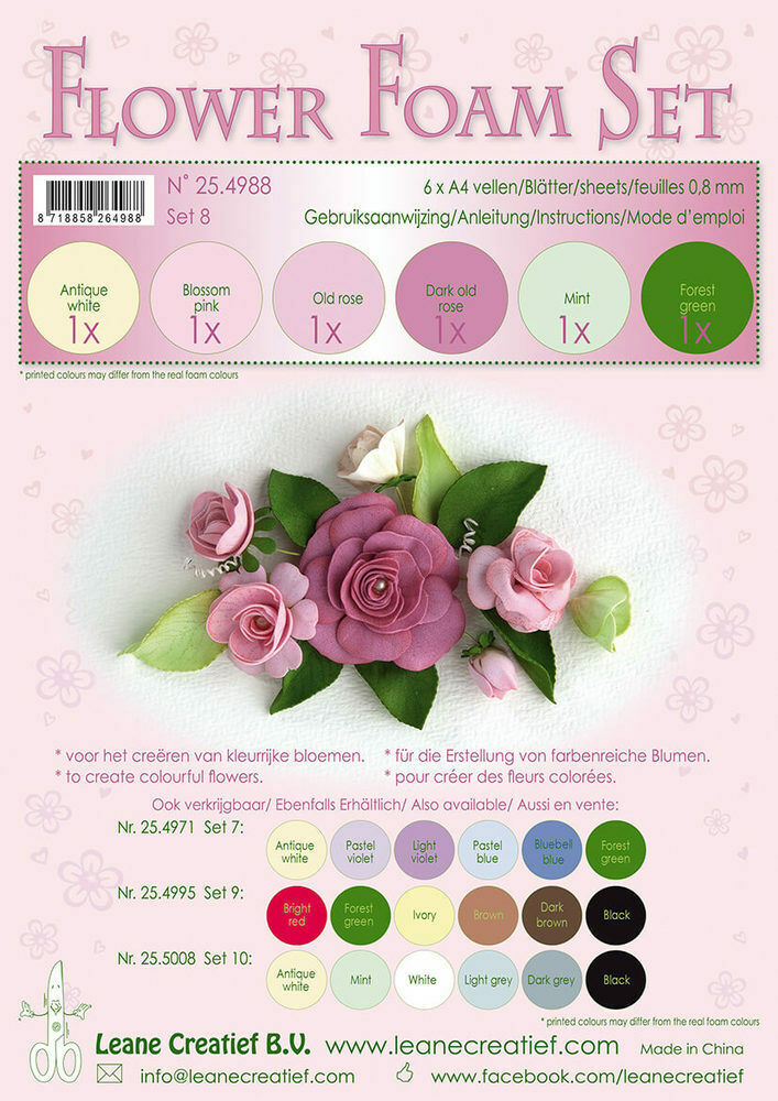 6 FOGLI di foamiran A4 gradazioni del rosa SPESSORE 0,8 mm MOOSGUMMI x fiori