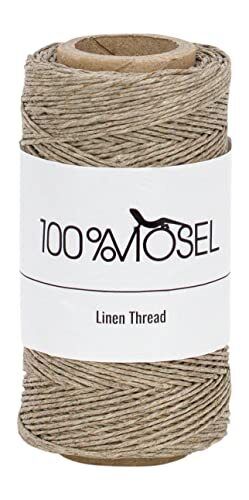 Cordoncino di lino 100% Mosel, colore marrone naturale, (1 mm x 100 m), (d3u)