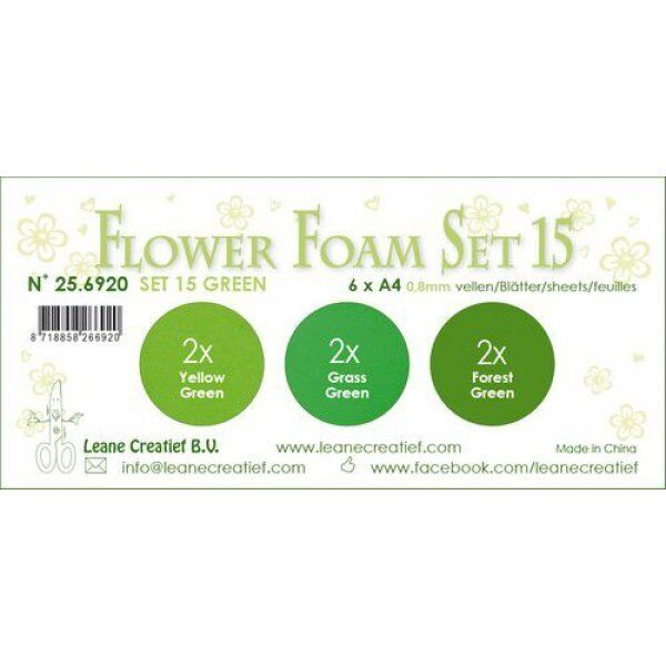6 Fogli di foamiran A4 gradazioni del verde spessore 0,8 mm MOOSGUMMI fiori