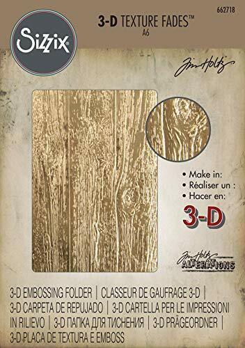 Sizzix 3-D Cartella di Goffratura Texture Fades Legname di Tim Holtz (v2U)