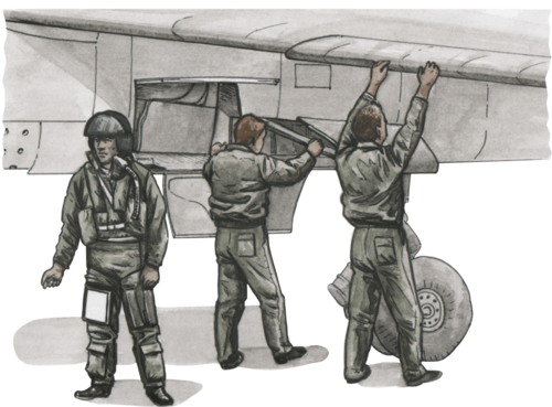 129-F72305 French pilot and two mechanics for Special Hobby Mirage F.1C model