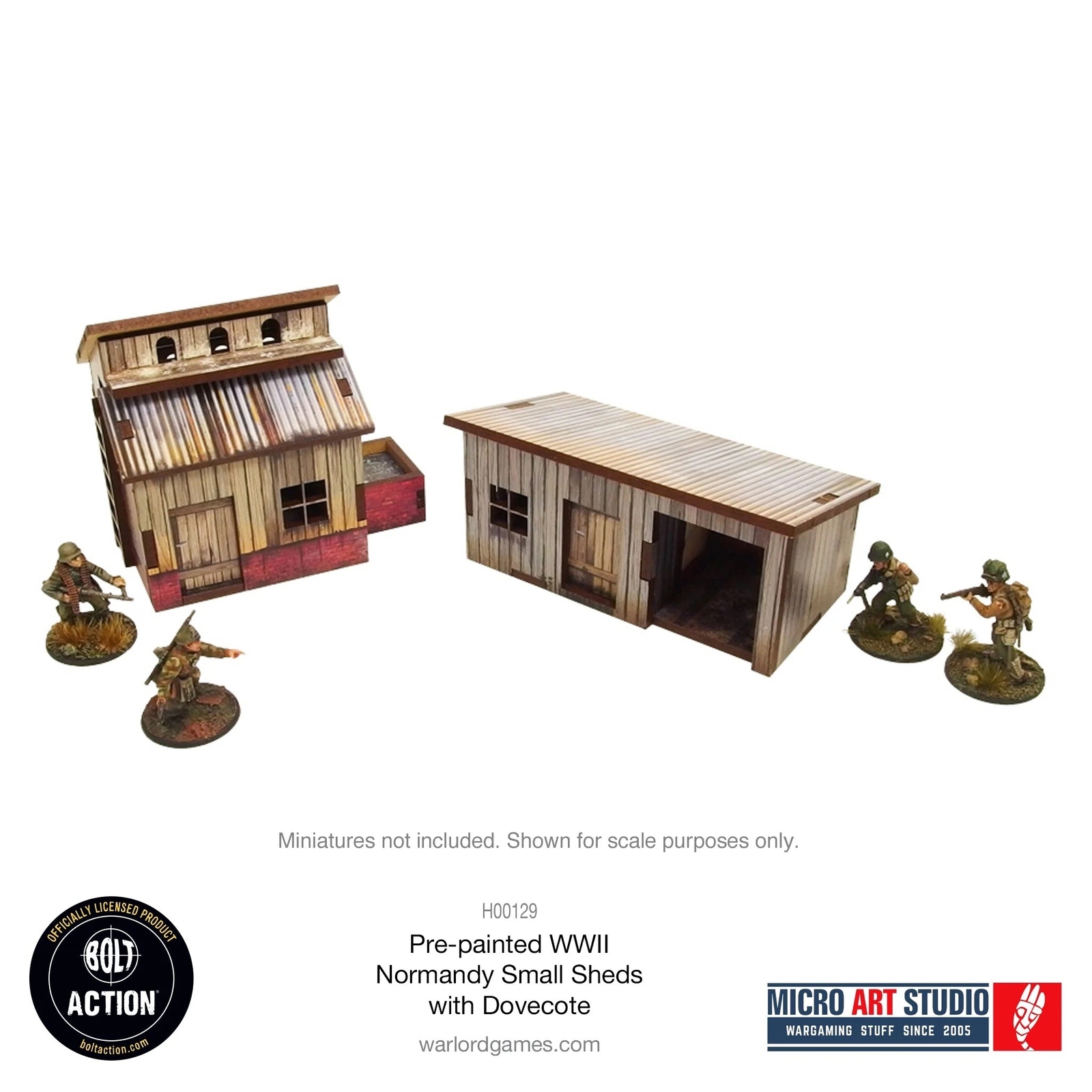 PREPAINTED WW2 NORMANDY SMALL SHEDS WITH DOVECOTE scenario PREDIPINTO in hdf THE