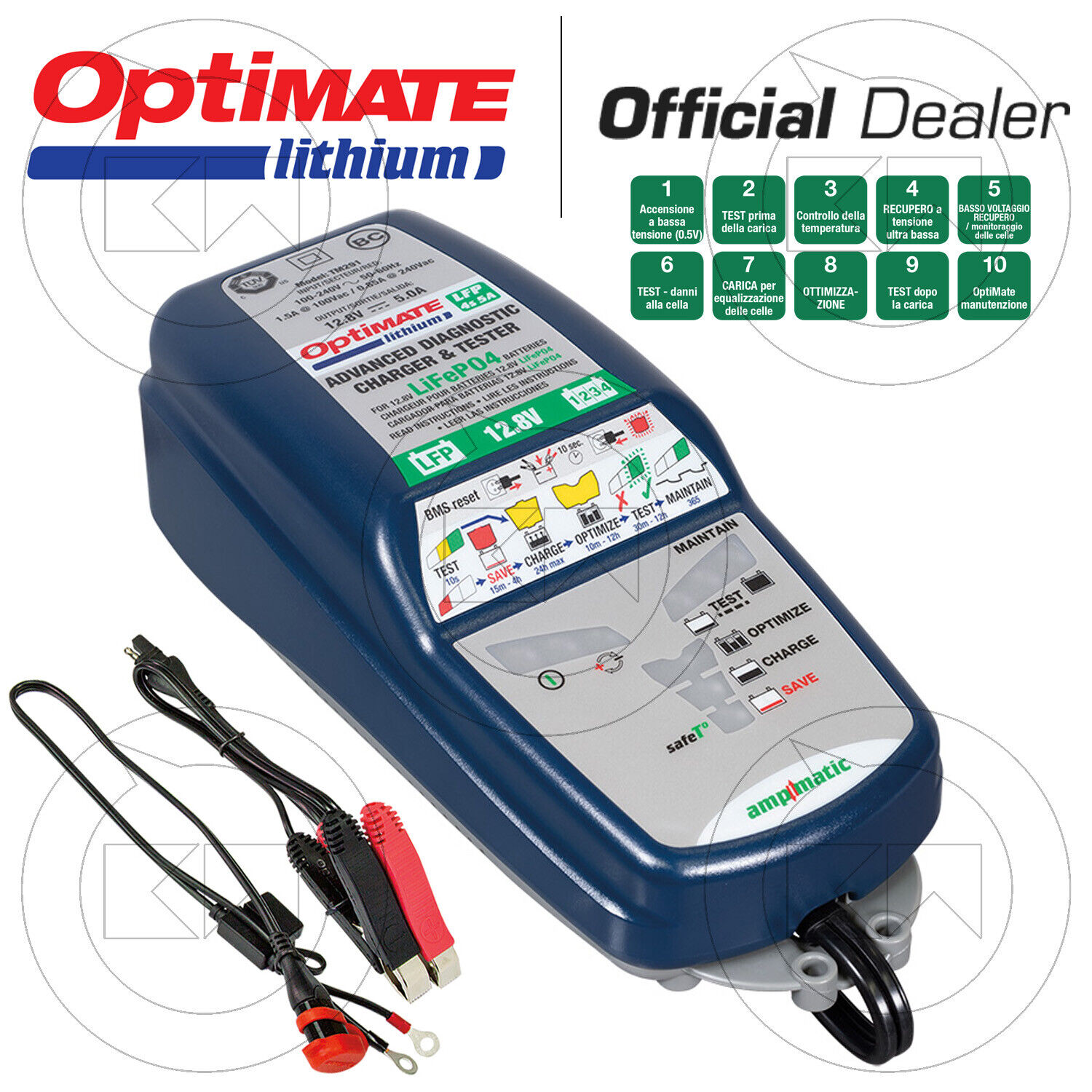 MANTENITORE DI CARICA BATTERIE LITIO LIFEPO4 OPTIMATE LITHIUM AUTOMATICO AUTO