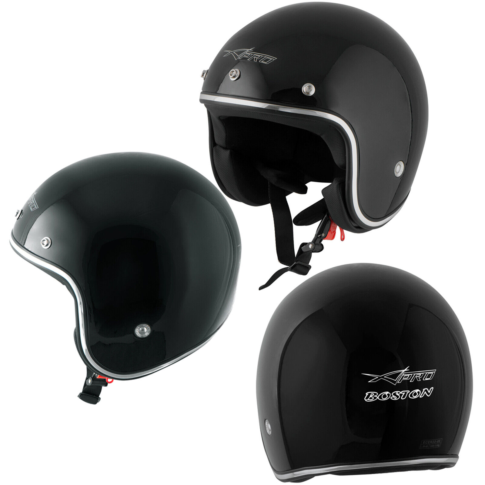 Jet Helmet Open Face Motorbike Custom Scooter Black size XS