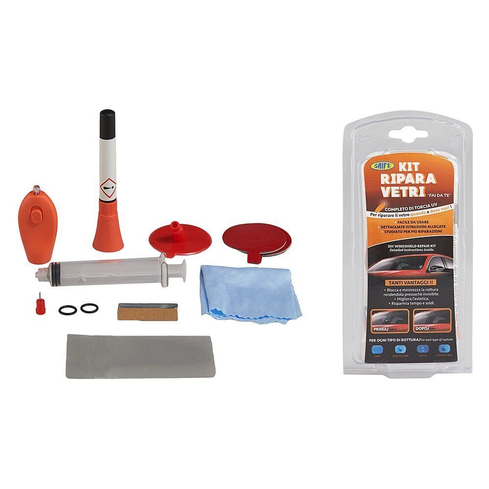 KIT RIPARA VETRO + TORCIA UV parabrezza auto resina riparazione VETRO AUTO CAMIO