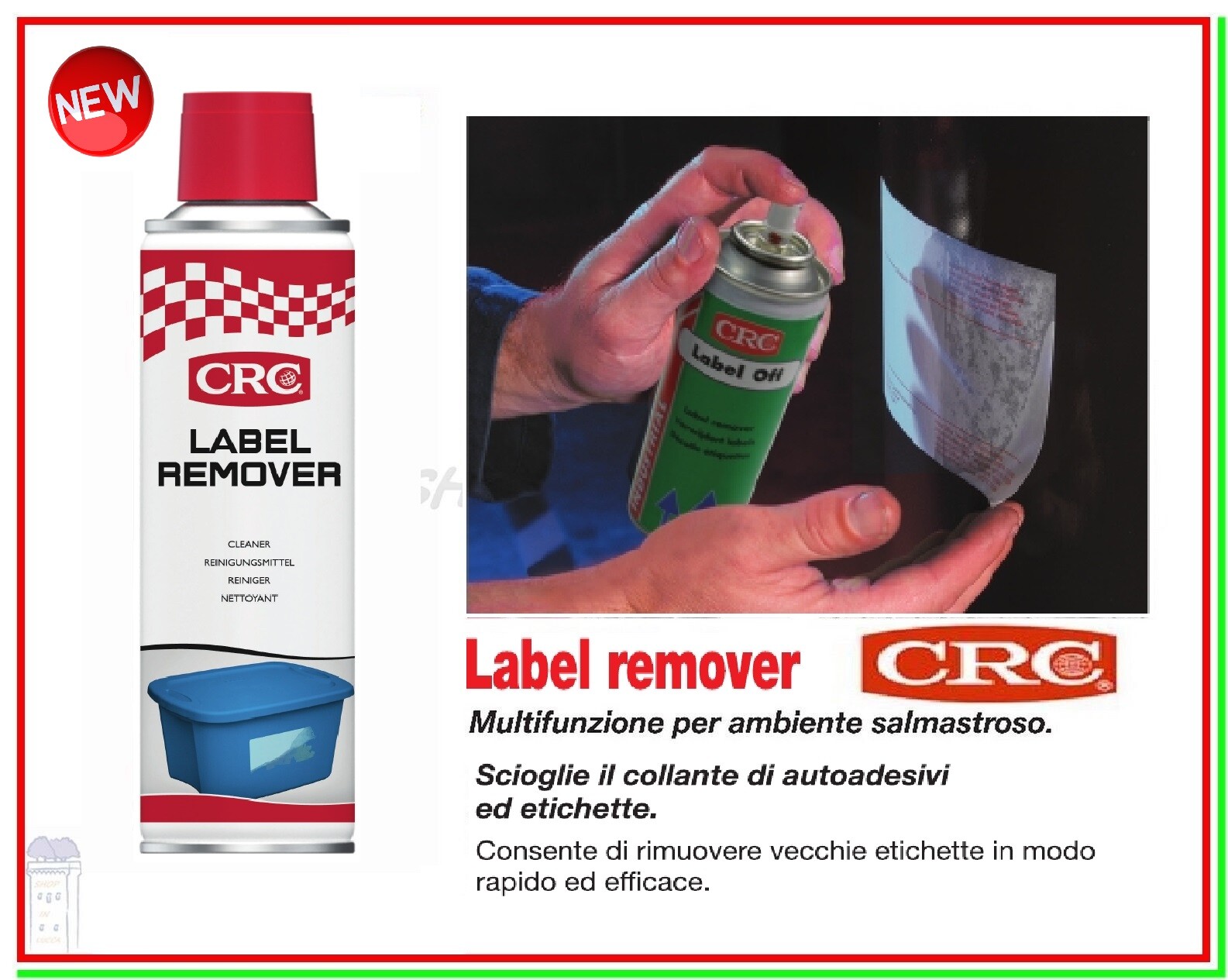 Scolla Etichette Spray CRC 250ml Sciogli Colle Stacca Togli Leva Adesivi Label